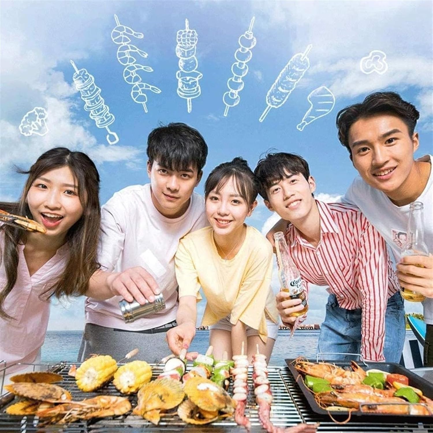Portable Charcoal Grill Household Charcoal Grill Barbecue Grill Suitable for Garden Camping Beach Party Outdoor BBQ Grill for Outdoor