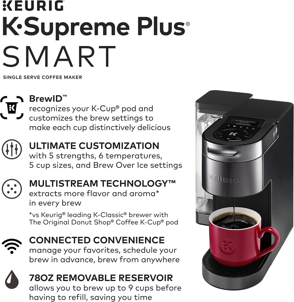 Keurig K-Supreme Plus SMART Single Serve Coffee Maker Milk Frother for Hot and Cold Milk Foam