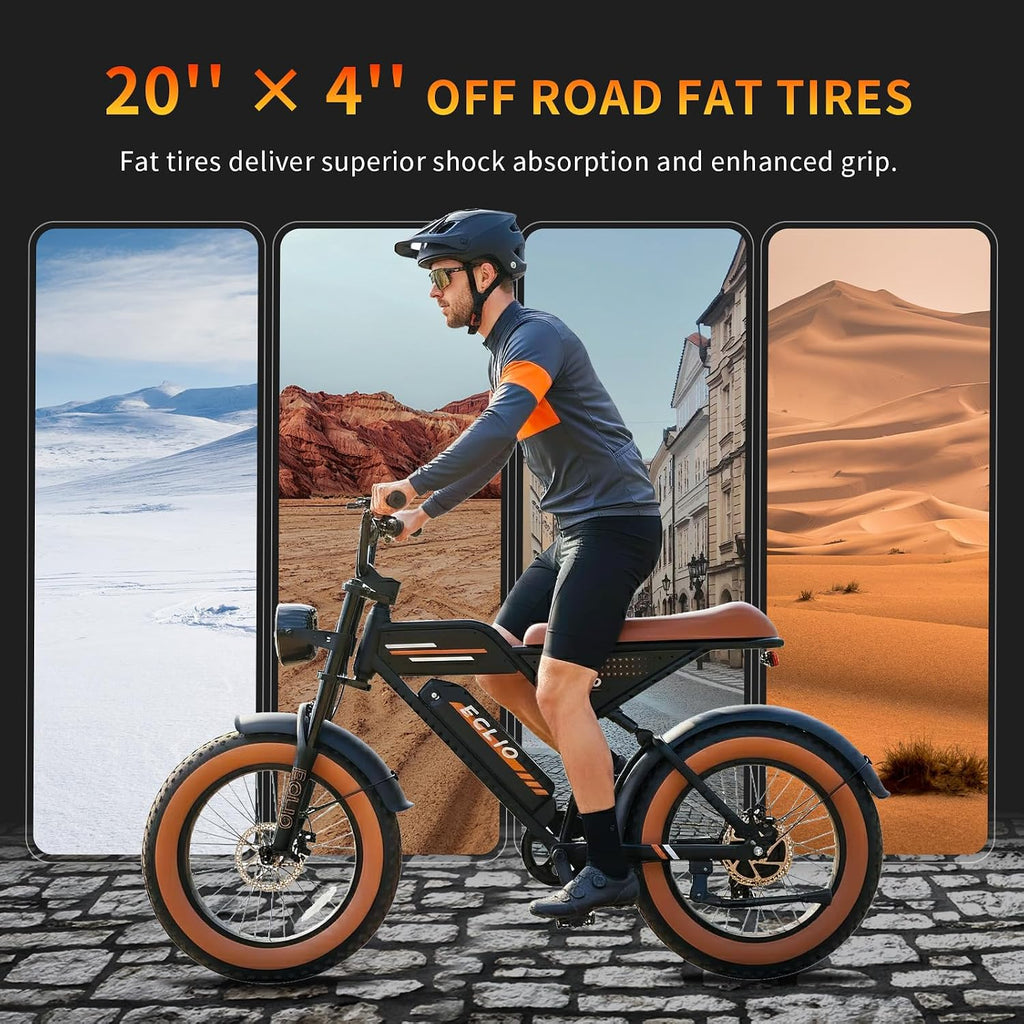 DDC SPORT Electric Bike for Adults, Peak 1000W Motor 28MPH, 48V 13Ah Battery 50Miles Ebike, 20'' Fat Tire Electric Dirt Bike for All Terrain, Off Road Mounatin Moped E-Bike, Full Suspension, 7-Speed