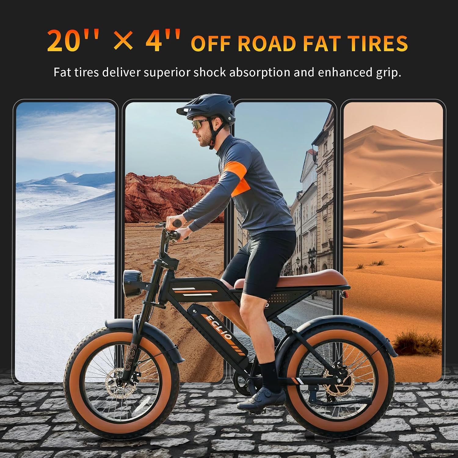 DDC SPORT Electric Bike for Adults, Peak 1000W Motor 28MPH, 48V 13Ah Battery 50Miles Ebike, 20'' Fat Tire Electric Dirt Bike for All Terrain, Off Road Mounatin Moped E-Bike, Full Suspension, 7-Speed