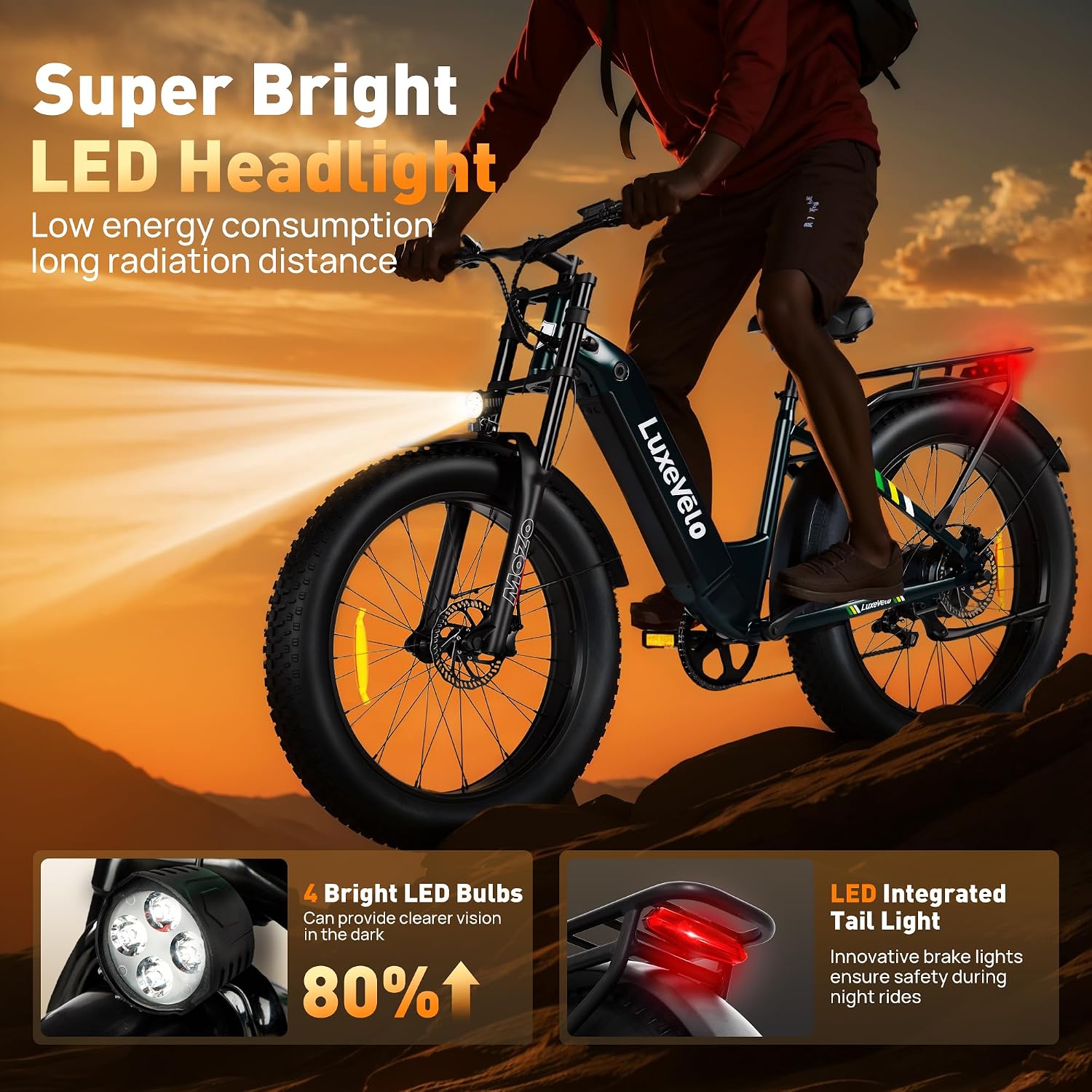 26' Fat Tire Electric Bike for Adults 1000W Peak Motor Electric Bike Ebike, Max Range 50 Miles & 20Mph Electric Mountain Bike with 48V 13AH Removable Battery, LCD Display