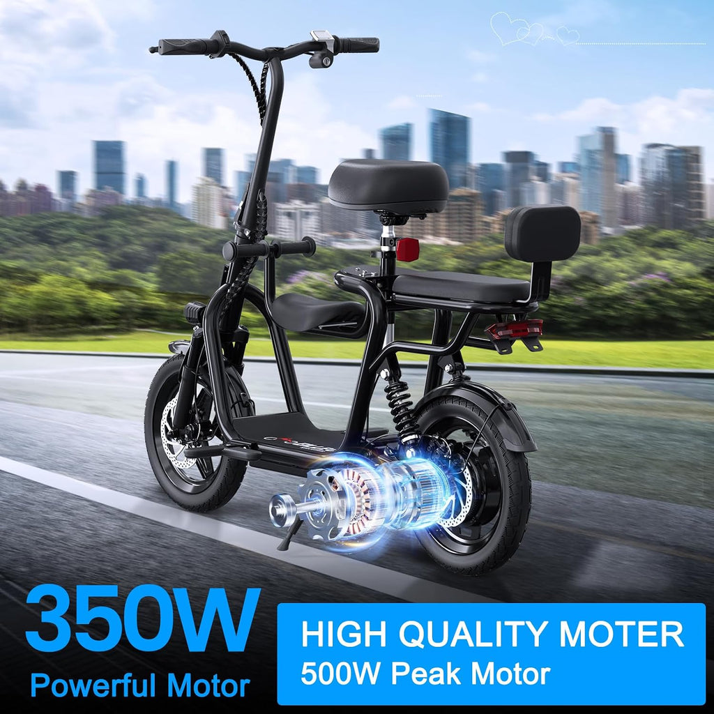 EILLEO Electric Scooter with Seat for Adult, 36V/48V Electric Scooter for Adults 500W/750W Motor, 20 Mile Range, 17.4/18.75mph, Dual Brakes, 14'/12' Tires, e Scooters with Seat