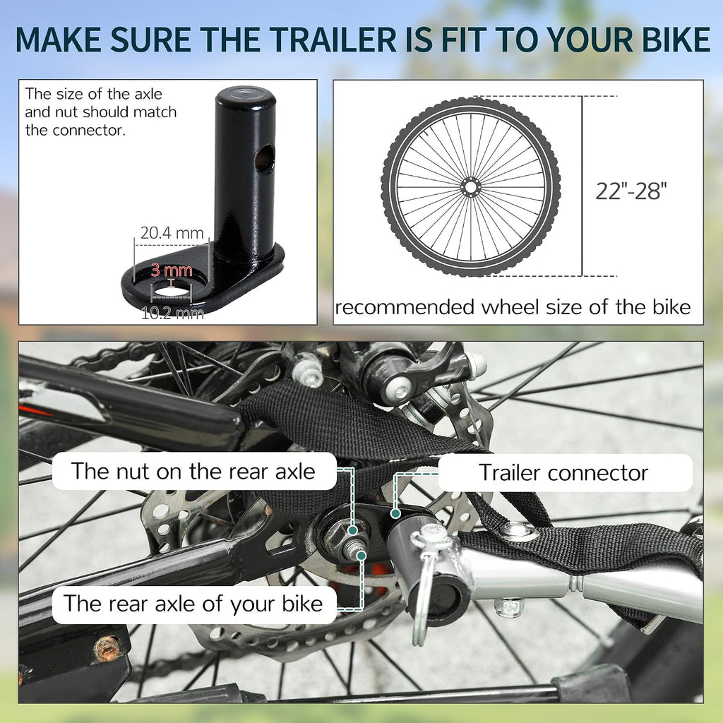Aosom Bicycle Cargo Trailer, Two-Wheel Bike Luggage Wagon Trailer with Removable Cover