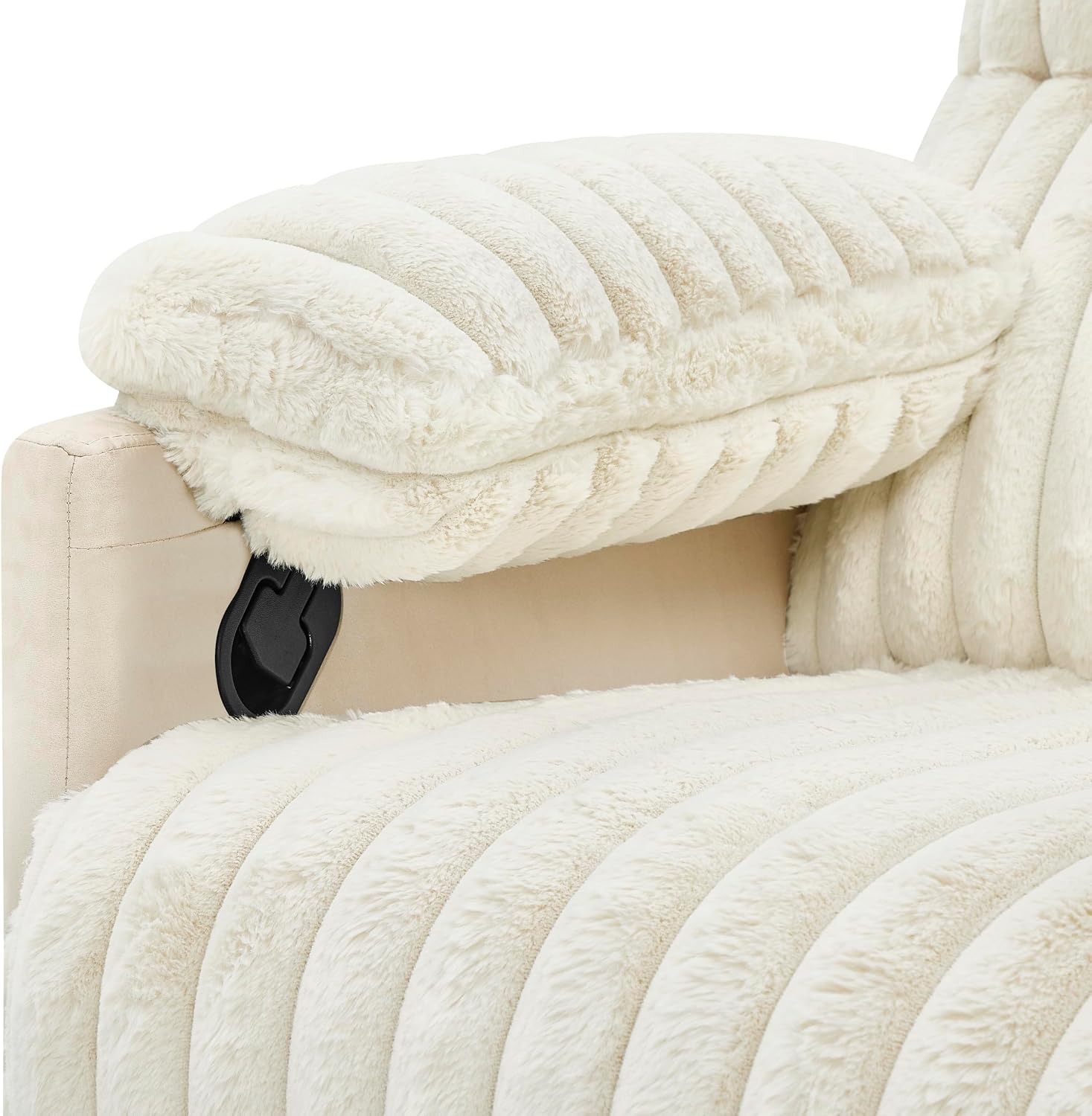 Power Swivel Rocker Recliner for Adults, Cozy Corduroy Recliner Chair with 2 Pillows for Bedroom, Electric Glider Rocking Nursery Chairs for Living Room (Beige)