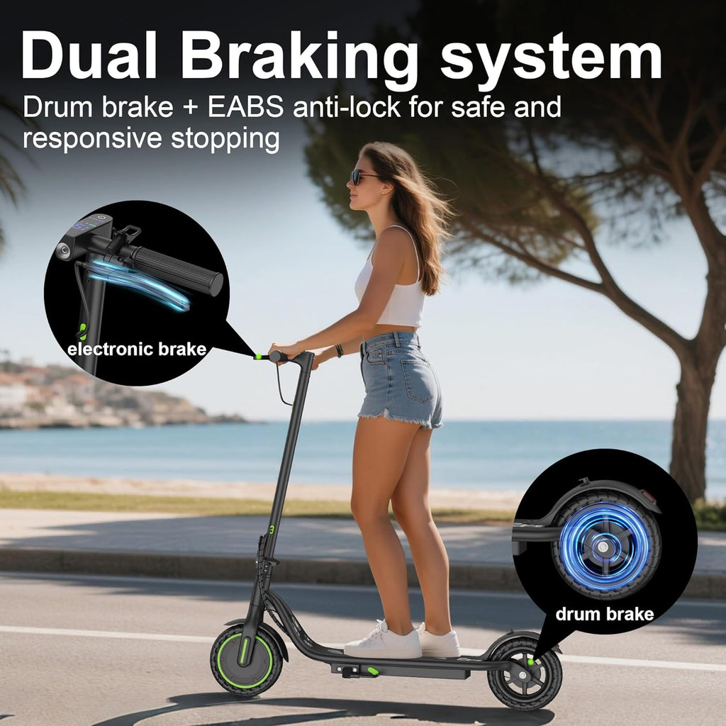 Electric Scooter, 350W-500W Motor, 9 MPH to 22MPH, 10-41 Miles Range, Dual Suspension, Dual Braking, App Control, Foldable Commuter E Scooter for Adults and Teens