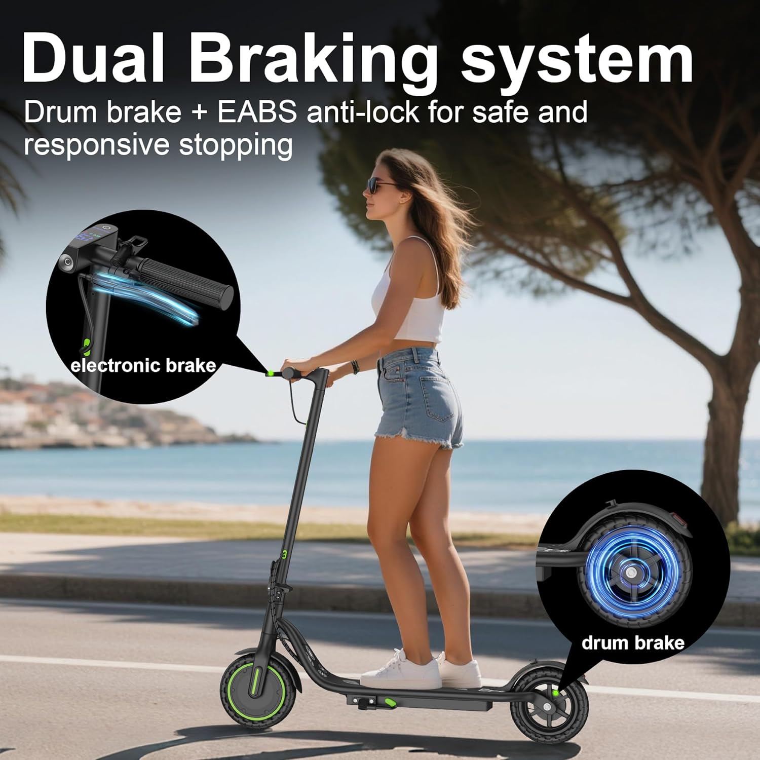 Electric Scooter, 350W-500W Motor, 9 MPH to 22MPH, 10-41 Miles Range, Dual Suspension, Dual Braking, App Control, Foldable Commuter E Scooter for Adults and Teens