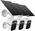 Defender Solar Powered 4K/8MP AI Everwatch Wireless Outdoor Security Camera, 3 Pack, Battery Powered, AI Tracking, Color Night Vision, Spotlight/Siren, IP66 Rated, Two-Way Talk, No Monthly Fees