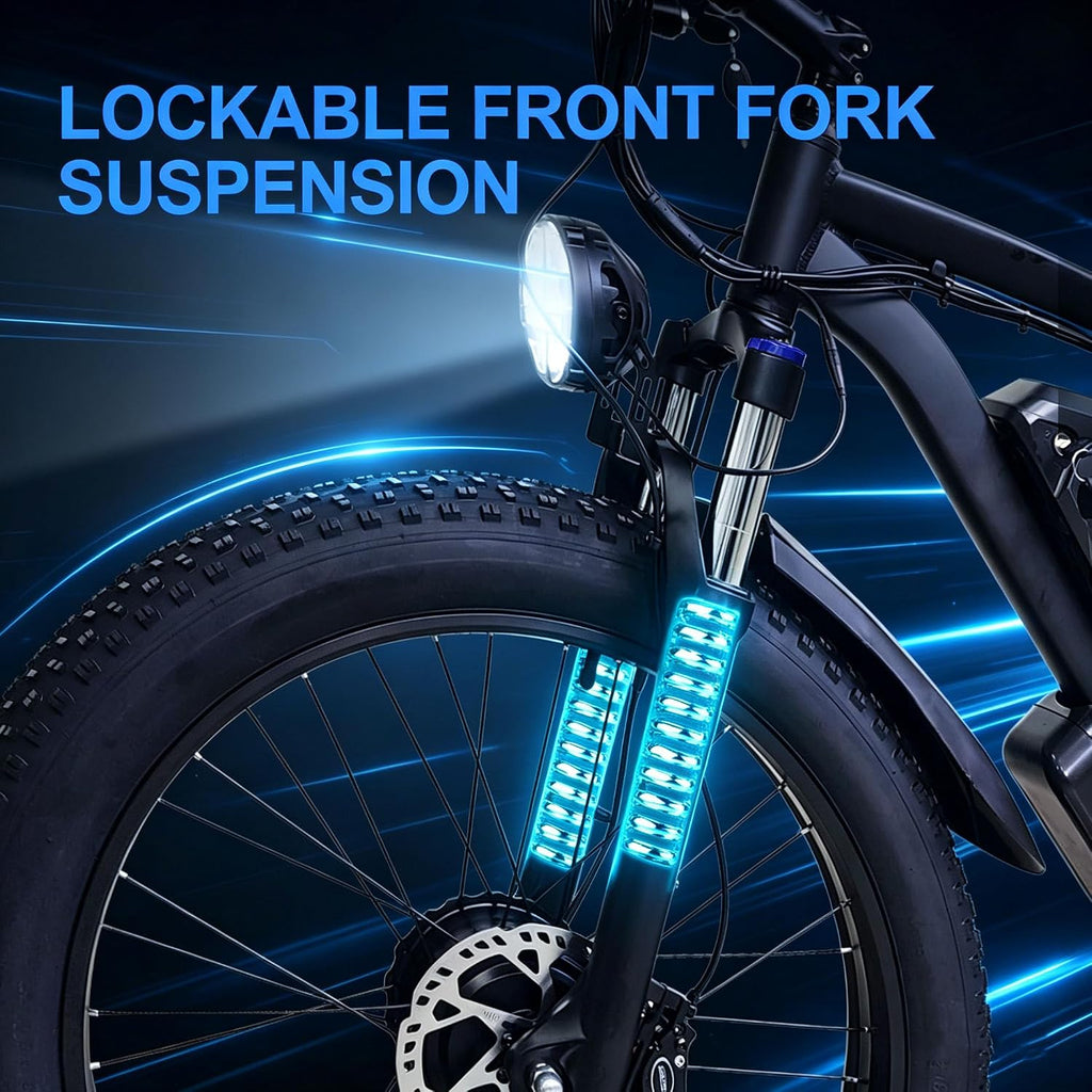 Electric Bike for Adults, 5000W Peak Dual Motor 60V/52V 25Ah/23Ah 20MPH AWD Ebike 21 Speed 26' Fat Tire MTB Hydraulic Disc Brake