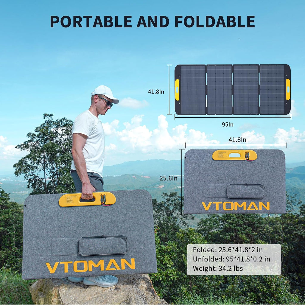 VTOMAN FlashSpeed Pro 3600 Portable Power Station, 3096Wh LFP Battery Solar Generator with 400W Solar Panel, 2Hr Fast AC Charge, 25% Efficient, UPS Home Backup with Wheels, for Outdoor RV Emergency
