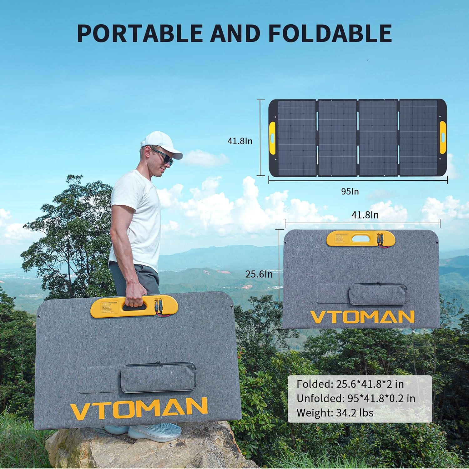 VTOMAN FlashSpeed Pro 3600 Portable Power Station, 3096Wh LFP Battery Solar Generator with 400W Solar Panel, 2Hr Fast AC Charge, 25% Efficient, UPS Home Backup with Wheels, for Outdoor RV Emergency