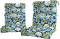 LVTXIII Outdoor Seat/Back Chair Cushion Patio Tufted High Back Cushion, Seasonal Replacement Rocking Chair Cushion with Ties, 22' W x 20D, Set of 2, Azure Botanical Symphony‌