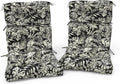 Outdoor High Back Patio Chair Cushions, Fade Resistant & Waterproof Tufted Seat and Back Cushions for Patio Furniture, Patio Chair Cushions 44x22 Inch, Set of 2, Tropical Leaf Black