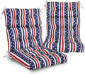 EAGLE PEAK Tufted Outdoor/Indoor High Back Patio Chair Cushions, Set of 2, 46'' x 22'', American Flag