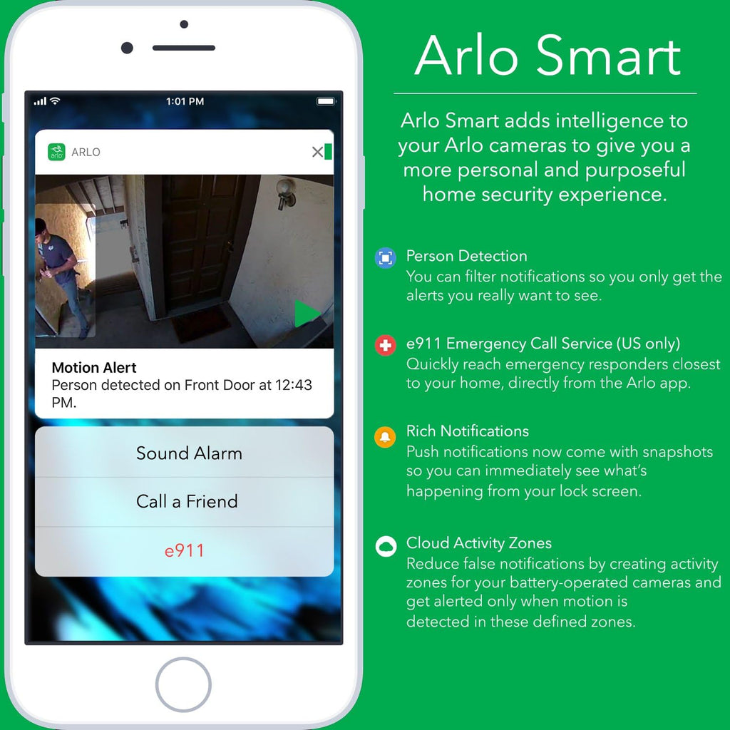 Arlo Technologies Pro -Wireless Home Security Camera System with Siren|Rechargeable,Night Vision,Indoor/Outdoor,HD Video,2-Way Audio,Wall Mount|Cloud Storage Included|3 Camera Kit (VMS4330), White