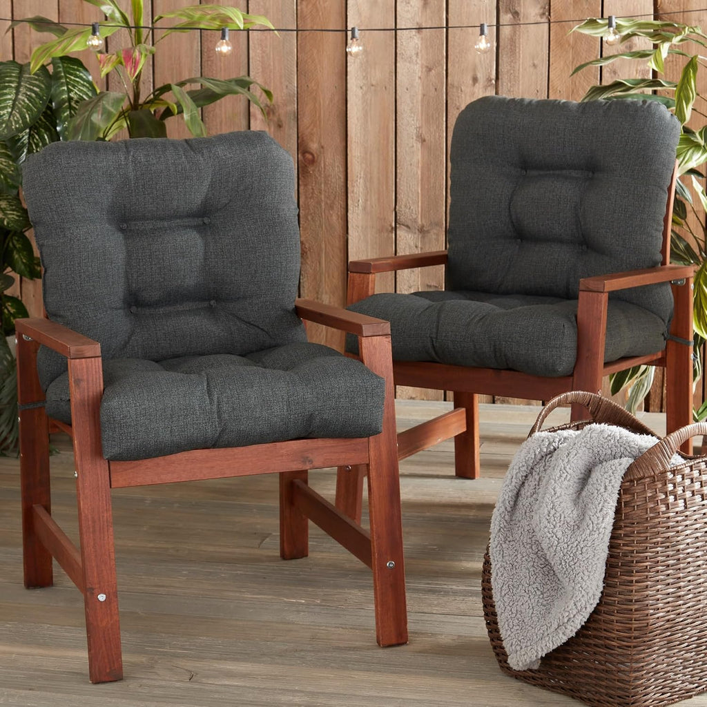 Greendale Home Fashions Outdoor 42x21-inch Seat/Back Chair Cushion (Set of 2), Graphite