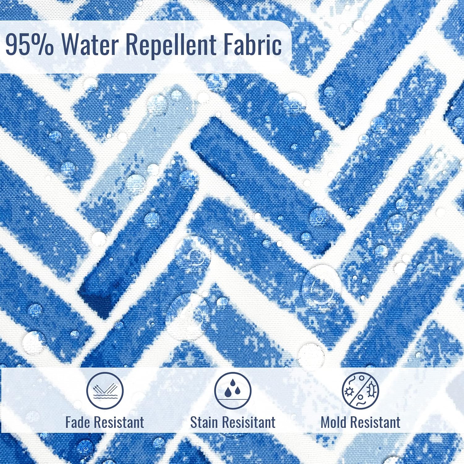 Outdoor High Back Patio Chair Cushions, Tufted Rocking Chair Cushions, Adirondack Cushions for Garden Porch Home Office Chair Use, 44' x 22' x 4', 2 Pack, Blue Bricks