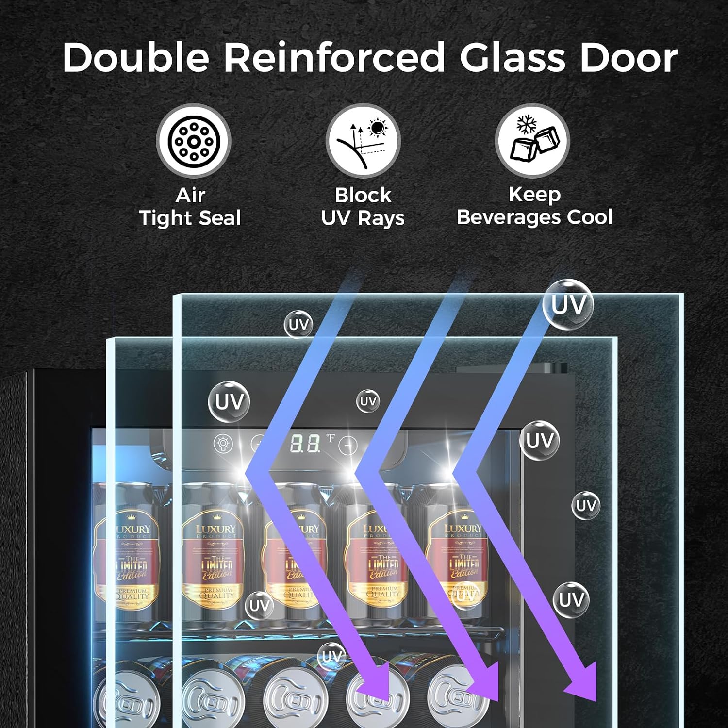 Electactic Wine Fridge Freestanding Counter-top 12 Bottles, 50 Cans Wine Cellar Drink Cooler for Soda, Canned Beer, Adjustable Digital Temperature Control for Home Dorm Office, Black