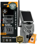 SPYPOINT Flex-S-Dark Starter Pack with SD Card - Solar Cellular Trail Camera – Built-in Solar Panel, 40MP Photos, 1080p Videos + Sound, No-Glow Game Camera, Night Vision, Motion Activated Trail Cam