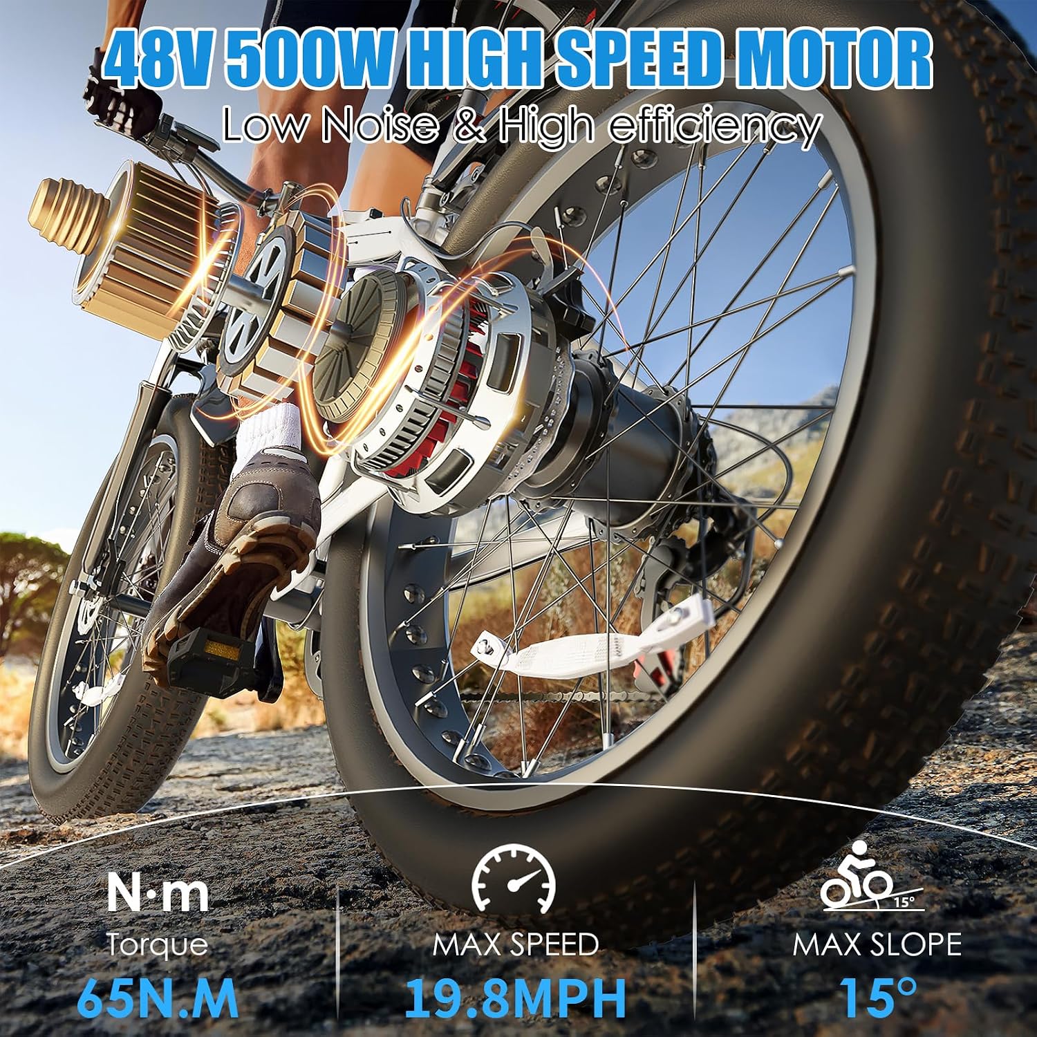GOCIO 26' Fat Tire Electric Bike for Adults - 48V 750W Powerful Motor, 40 Miles Range, Dual Suspension, All-Terrain E-Bike
