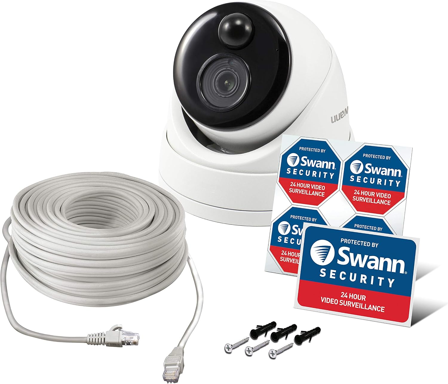 Swann 5MP Dome NVR Security Camera with Heat & Motion Sensing + Night Vision, 5MP Super HD Dome Camera | SWNHD-866MSD (SWNHD-866MSD-US)