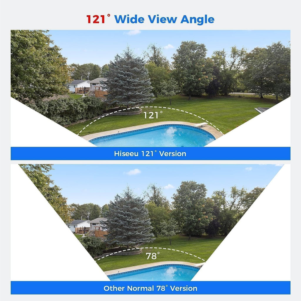 [121° Wide Angle+2-Way Audio] Hiseeu 4K Security Camera System,8pcs 5MP PoE Security Cameras Wired Outdoor,Human Vehicle Detect,Color Night Vision,NVR 16CH Expandable w/3TB HDD for 24/7 Record