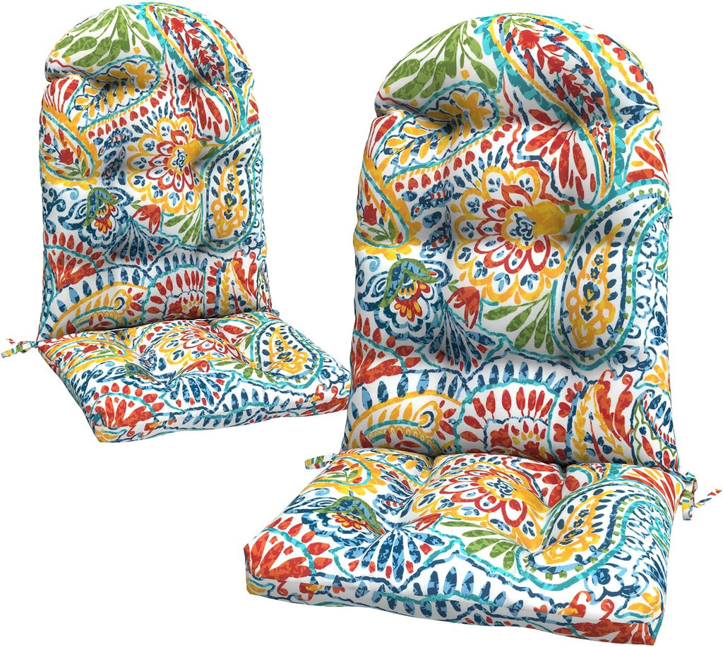 LVTXIII Outdoor Adirondack Chair Cushions, 44x19x4 Inch Non-Slip High Back Rocking Chair Cushion, Tufted Seat Cushion for Patio Furniture, Set of 2, Paisley Multi