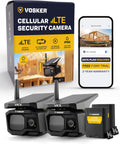 Vosker VKX Solar Powered 4G-LTE Outdoor Cellular Security Camera - No WiFi Needed, Motion Activated, Night Vision, SIM Card Included, IP65 Weather-Resistant, Photos & 15s Video Requests (2 Pack)