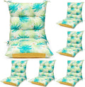 Hoteam 6 Set Patio Chair Cushions Outdoor 20 x 40 Inch High Chair Patio Cushion for Outdoor Furniture Waterproof Seat Rocking Indoor Thickened Pad(Palm Style,Fresh Color)