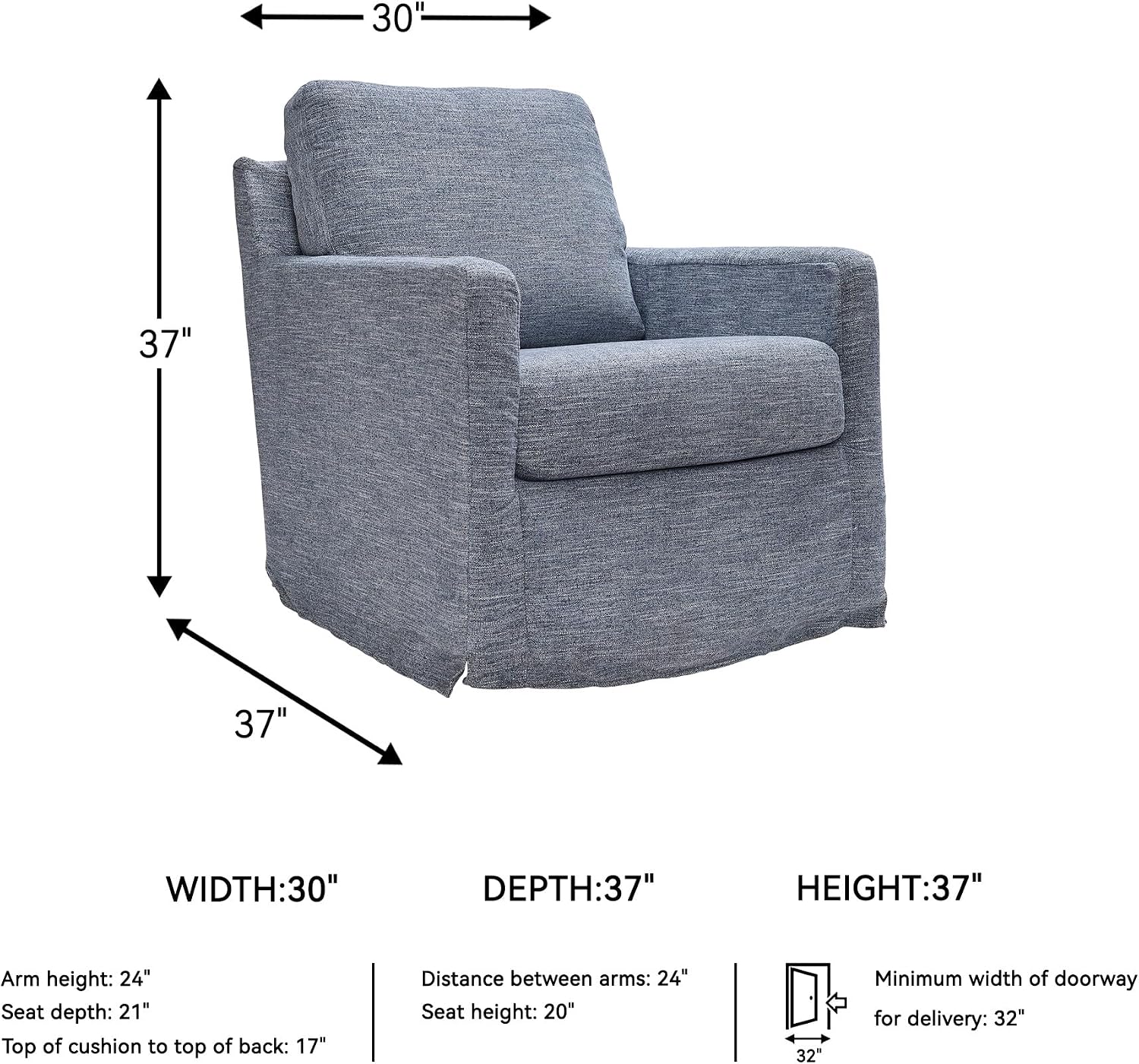 Signature Design by Ashley Nenana Next-Gen Nuvella Casual UV Resistant Upholstered Swivel Glider Accent Chair with Removable Slipcover, Blue