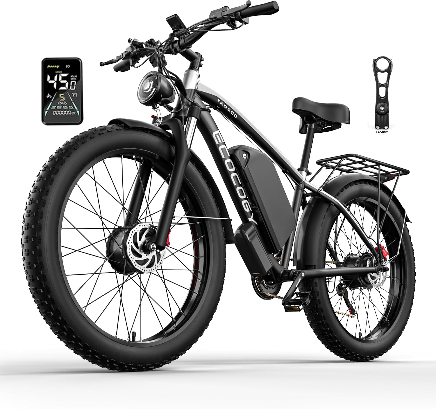 Electric Bike for Adults,Peak 6000W Dual Motor Ebike, 52V 32AH 30-100 Miles Up to 45 M P H 26' Fat Tire 7 Speed Electric Mountain Bike All Terrain Front Suspension Electric Bicycles