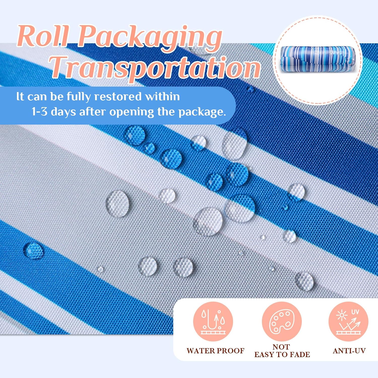 Suzile 6 Pcs Outdoor High Back Chair Cushion Waterproof Patio Seat Back Cushion 21 x 44 x 3(H) '' Rocking Chair Cushion Cover Thickened Patio Chair Pad for Indoor Outdoor Patio Garden(Straight Line)