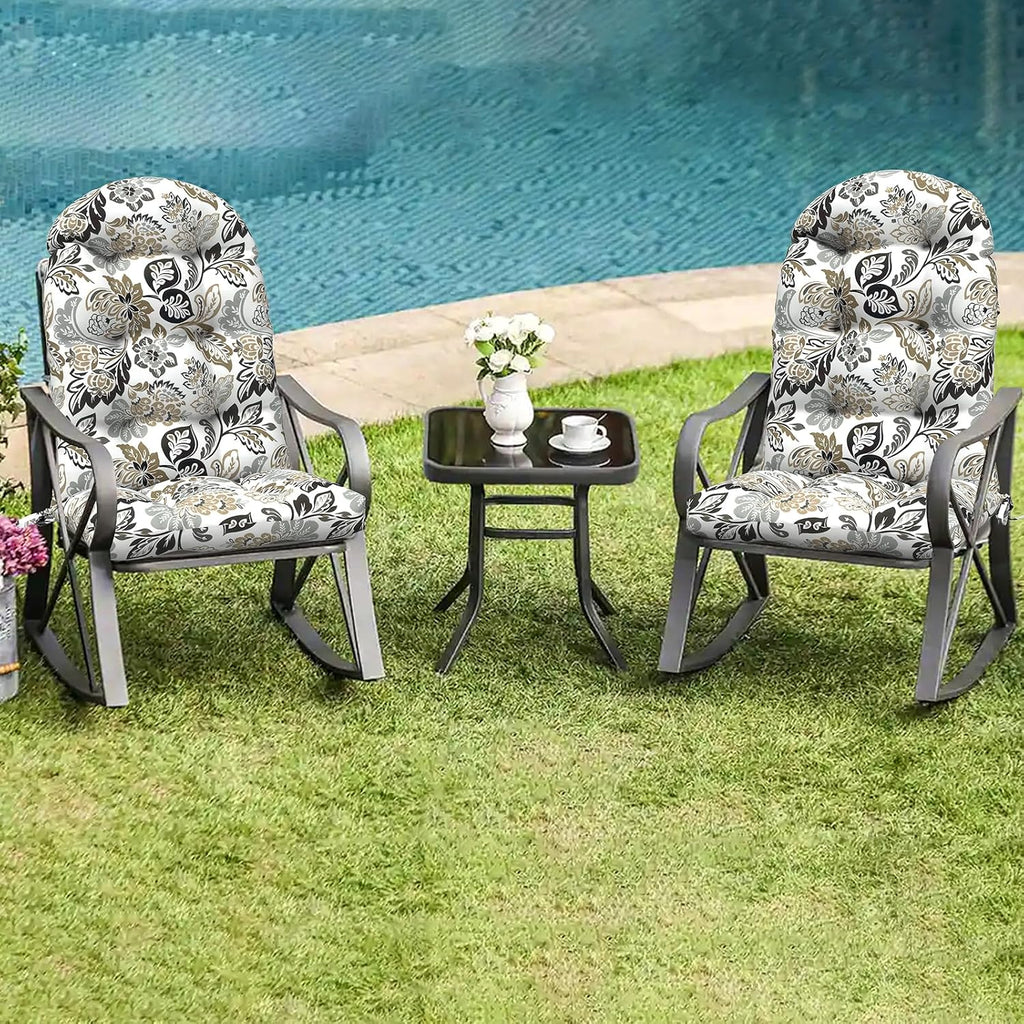 LVTXIII 2 Pack Outdoor Adirondack Chair Cushions, 44x19x4 Inch Water Repellent Patio Cushions for Rocking Chairs, Thick Tufted High Back Seat Cushion Set, Dailey Tan