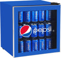 CURTIS MIS165PEP Pepsi Mini Beverage Cooler - 70 Can or 17 Bottles Drinks Fridge with Glass Door for Soda + Adjustable Thermostat, Perfect for Home, Office, or Dorm, 1.8 cu ft