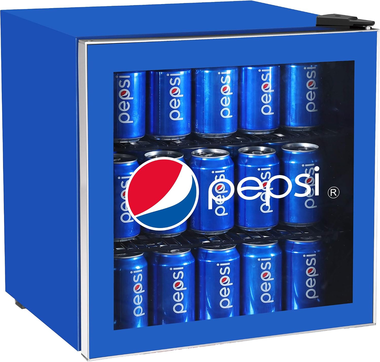 CURTIS MIS165PEP Pepsi Mini Beverage Cooler - 70 Can or 17 Bottles Drinks Fridge with Glass Door for Soda + Adjustable Thermostat, Perfect for Home, Office, or Dorm, 1.8 cu ft