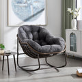 Rattan Rocking Chair for Indoor Outdoor Patio Oversized Wicker Egg Chair, Grey