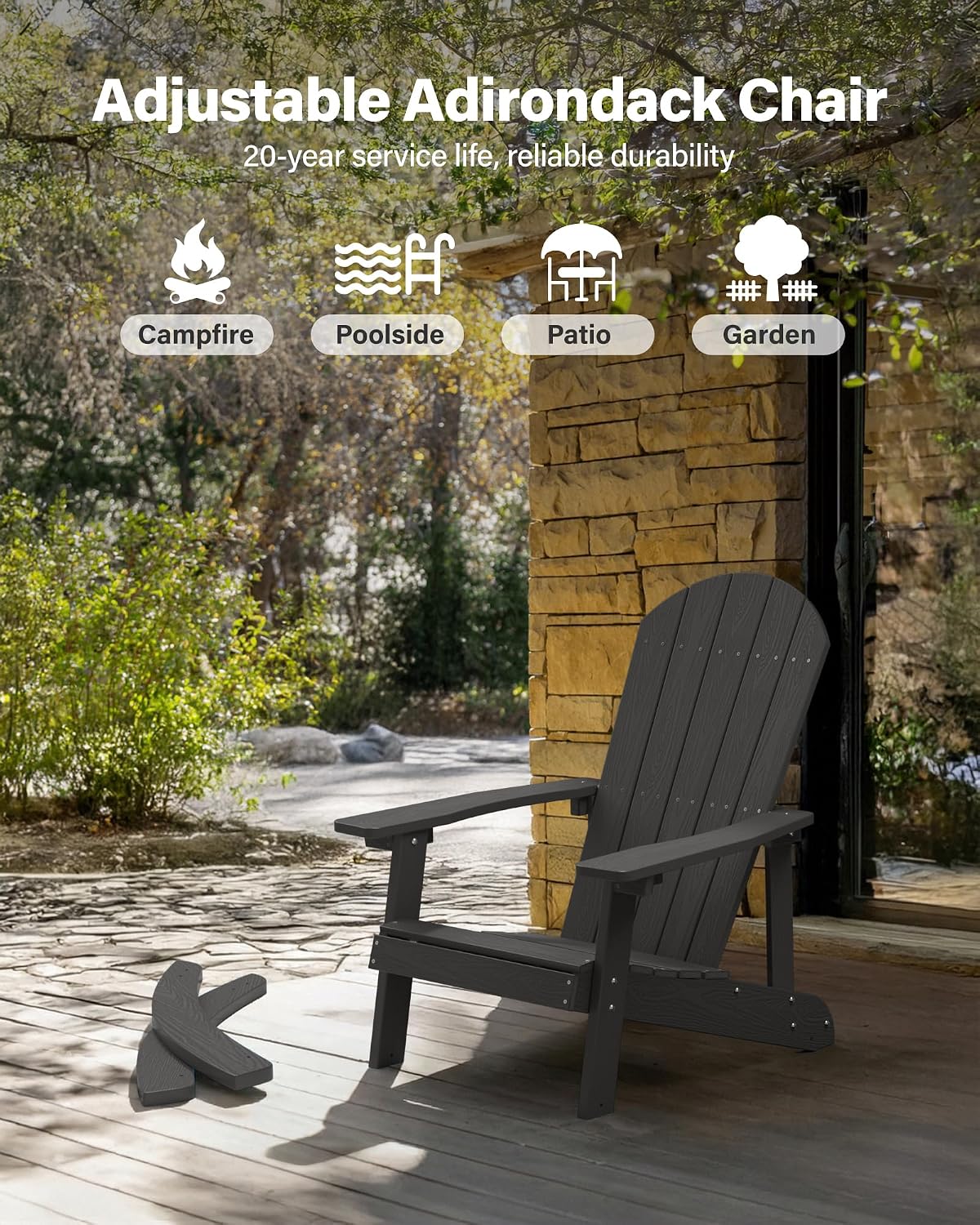 YEFU Outdoor Rocking Chair Set of 4,Adirondack Rocking Chair,Patio Rocker Chair with Wide Back,Oversized Rocker Chair Look Like Real Wood, for Lawn, Porch, Backyard, Indoor and Garden(Black)