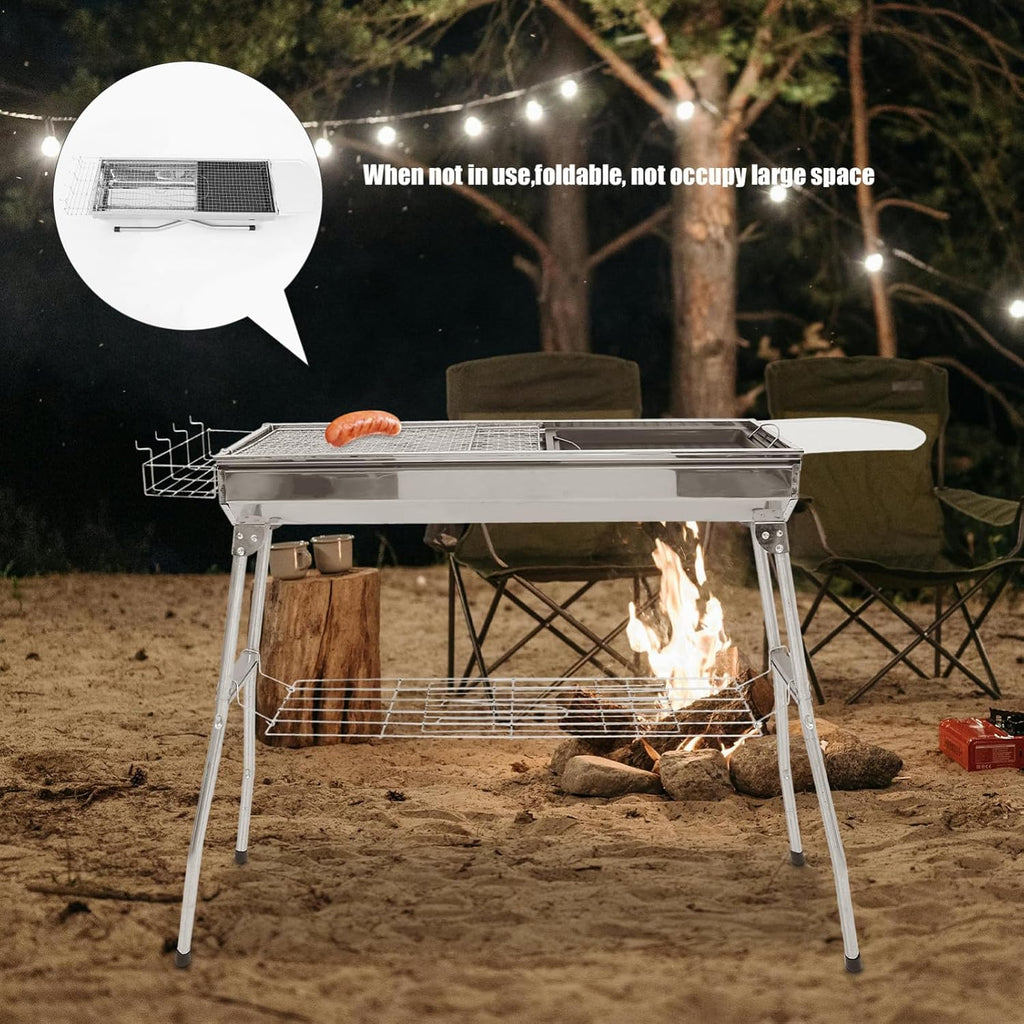 Abaodam 1Set Bbq Grill Portable Camping Grill for Outdoor Cooking Easy to Clean for Steaks Fish and Hamburgers for Backyard and Camping