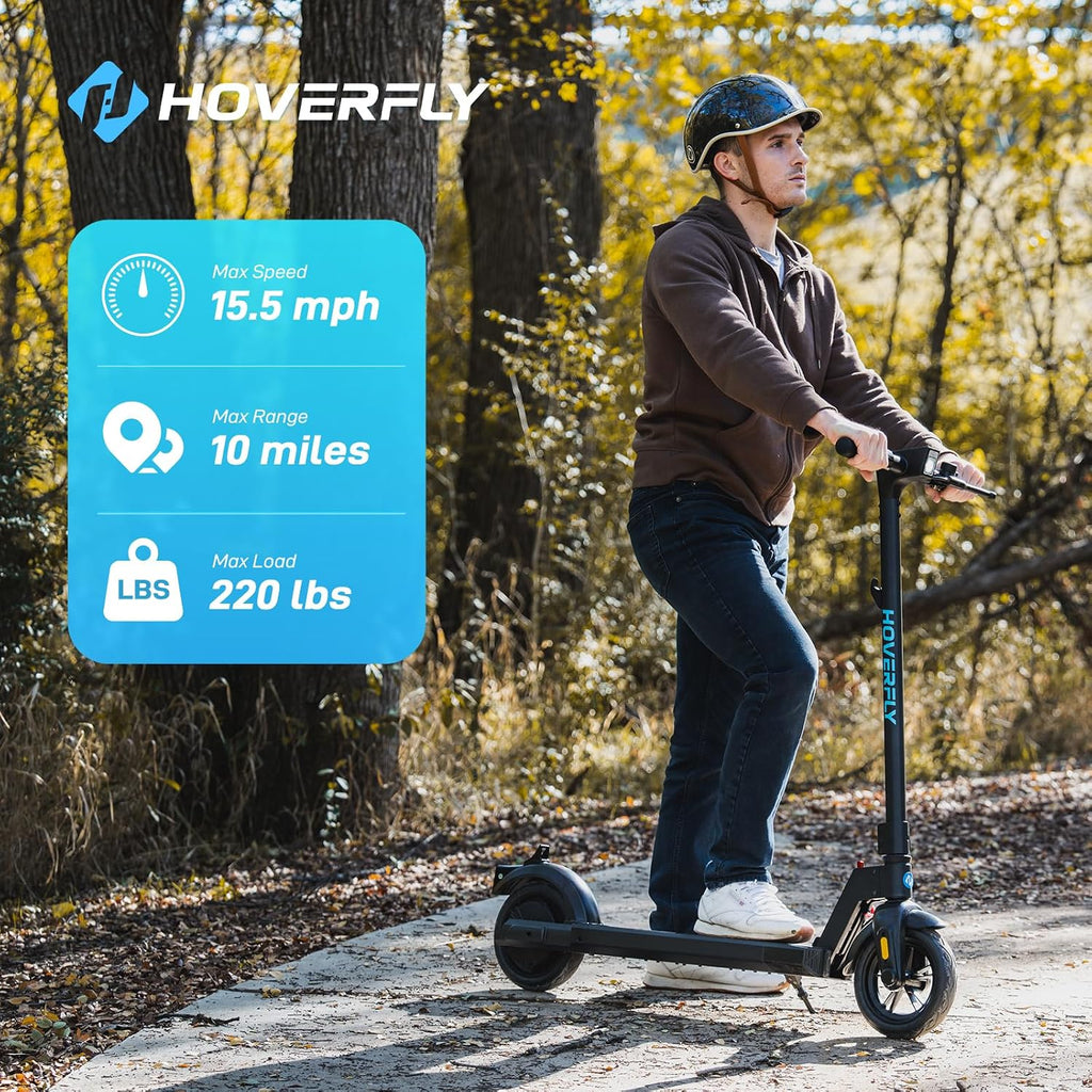HOVERFLY X1/X3/X5 Electric Scooter for Adults, Anti Flat 8.5'/10'' Solid Tire, Max 10/18/25 Miles Range and 15.5/20Mph Speed Power by 250W/500W Motor, Foldable Commuting E Scooter with EABS&Disc Brake