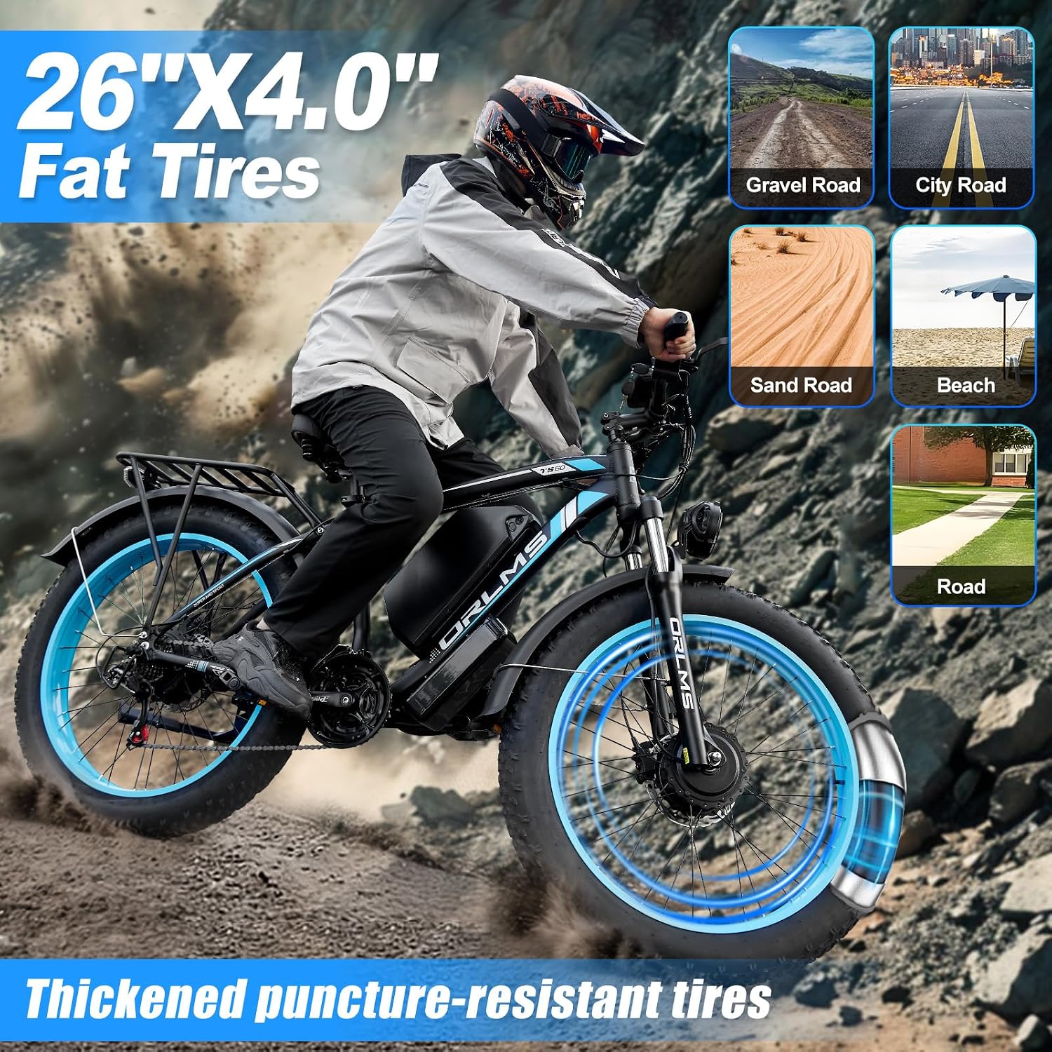Dual Motor Electric Bike for Adults,6000W Peak,45MPH,60V&52V/25Ah Battery,26''&24'' Fat Tire,Up to 110 Miles Range,SHM 7-Speed Gear Ebike