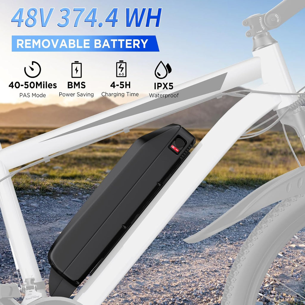 Electric Bike for Adults, 26' Ebike with 1000W Peak Motor, 20MPH 50Miles Electric Mountain Bike with 48V Removable Battery, 7-Speed, Front Suspension, LCD Display, UL 2849 Certified