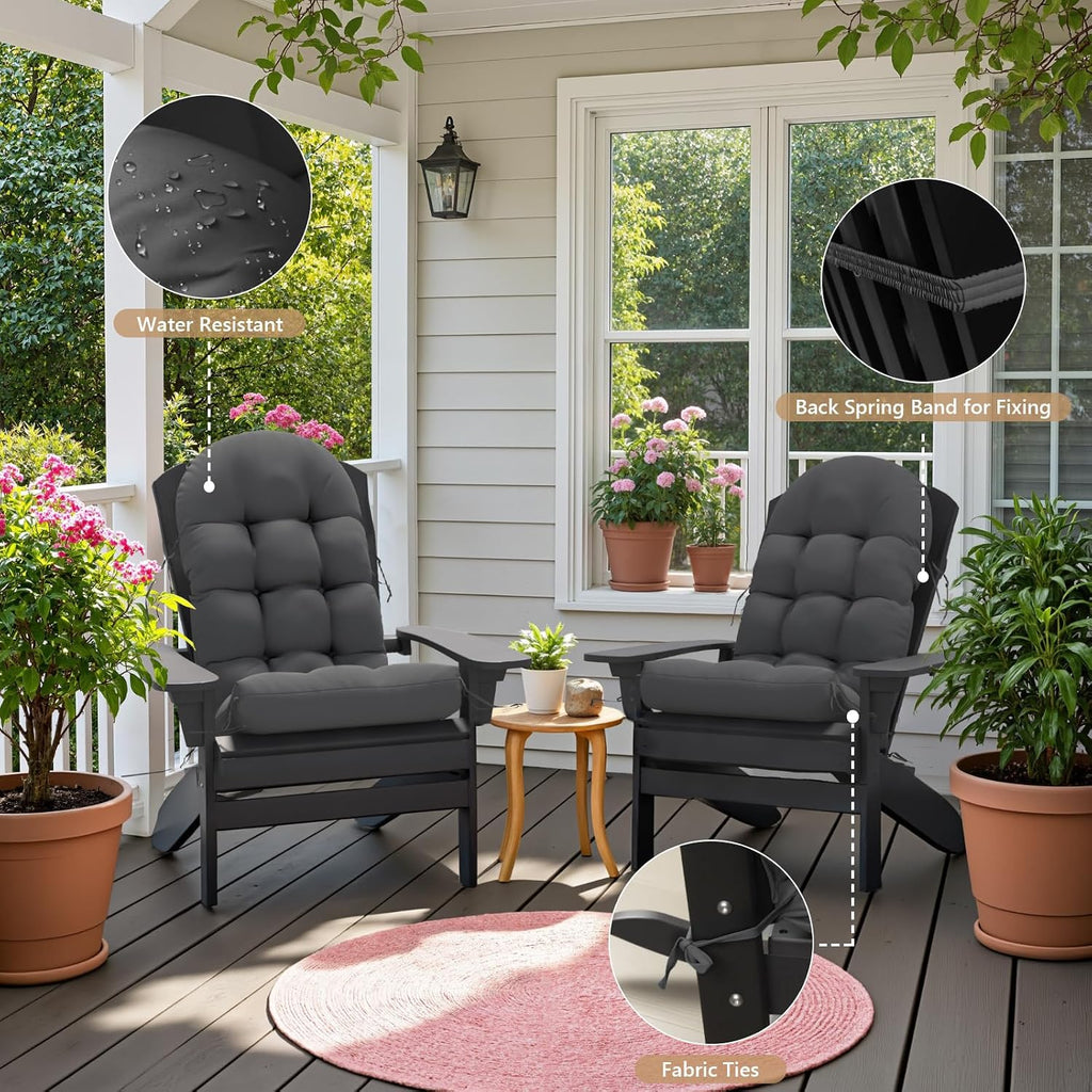 Sannwsg Adirondack Chair Cushion Set of 4, Rocking Chair Cushions, High Back Patio Cushions, Thickened Weather Resistant Patio Cushion with 6 Ties, Non Slip Fade & Waterproof
