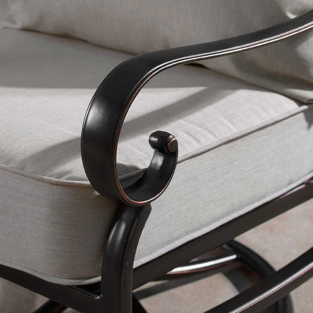 Oakland Living Aluminum Outdoor Swivel Club Finish with Thick Grey Polyester Cushions (Set of 2) Deep Seating Rocking Chairs, Antique Copper (AZRICA-2CHAIR-AC)