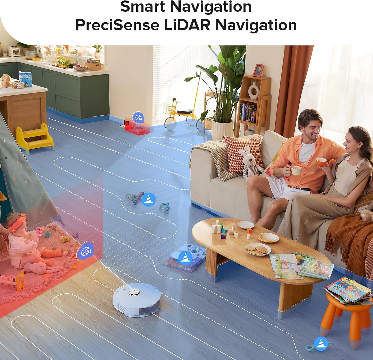 roborock Q8 Max Robot Vacuum and Mop Cleaner, DuoRoller Brush, 5500Pa Strong Suction, Lidar Navigation, Obstacle Avoidance, White (Renewed)