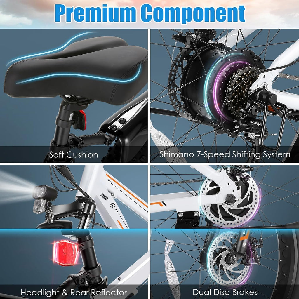 GOCIO 26' Fat Tire Electric Bike for Adults - 48V 750W Powerful Motor, 40 Miles Range, Dual Suspension, All-Terrain E-Bike
