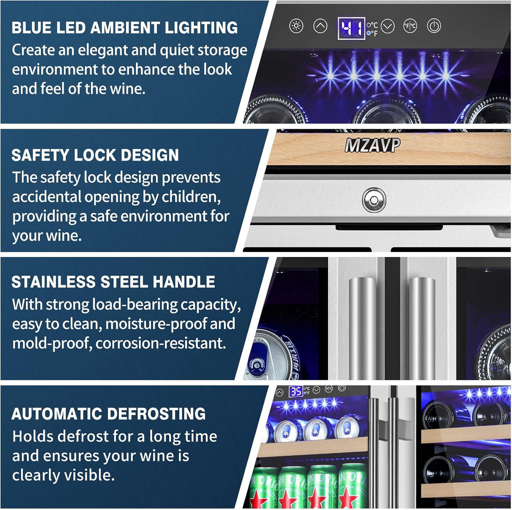 30 Inch Wine and Beverage Refrigerator, Dual Zone Wine Fridge with Quiet & Upgraded Cooling System, Large Capacity Beverage Cooler, Built-In or Freestanding, Holds 30 Bottles and 110 Cans