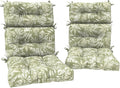 DYTXIII Outdoor High Back Chair Cushions Set of 2, Water Repellent Tufted Rocking Seat Cushions Replacement 44 x 22 Inch, Seat & Back Chair Pads for Patio, Balcony and Indoor Use -Tropical Leaf Green