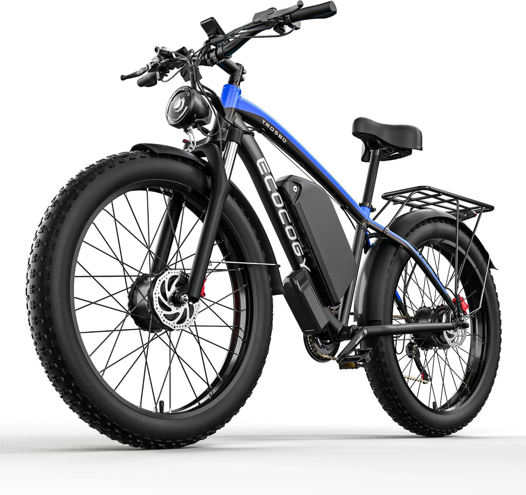 Electric Bike for Adults,Peak 6000W Dual Motor Ebike, 52V 32AH 30-100 Miles Up to 45 M P H 26' Fat Tire 7 Speed Electric Mountain Bike All Terrain Front Suspension Electric Bicycles