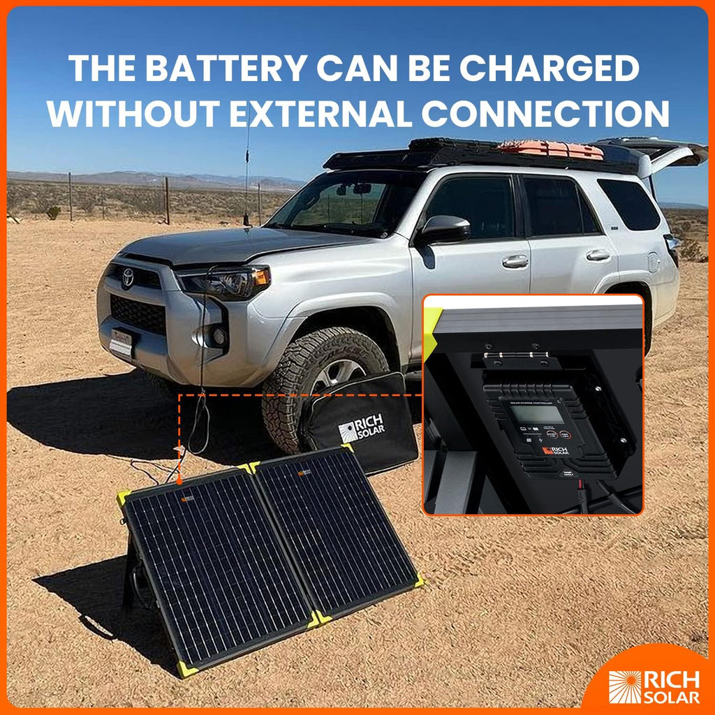 RICH SOLAR 100W Briefcase Solar Charging Kit Portable Solar Panel with 20A Charger Controller Built-in Robust Kickstand (100W+10A Controller)