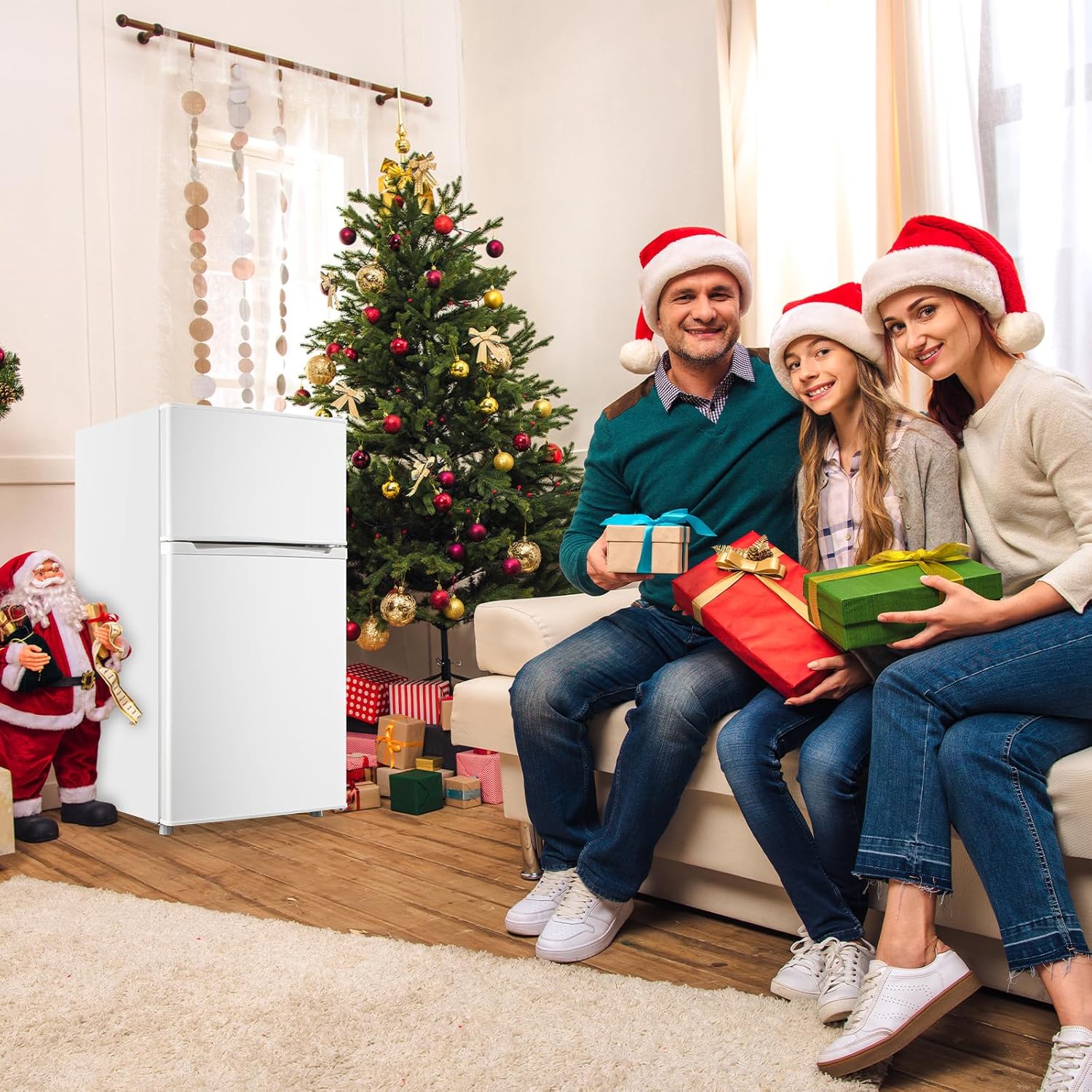 WANAI 3.5 Cu.Ft Mini Fridge Compact Refrigerator with Freezer, 7 Level Adjustable Thermostat Removable Shelves Small Refrigerator for Office Dorm Apartment Matte White