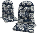 LVTXIII 2 Pack Outdoor Adirondack Chair Cushions, 44x19x4 Inch Water Repellent Patio Cushions for Rocking Chairs, Thick Tufted High Back Seat Cushion Set, Elegant Vines Navy
